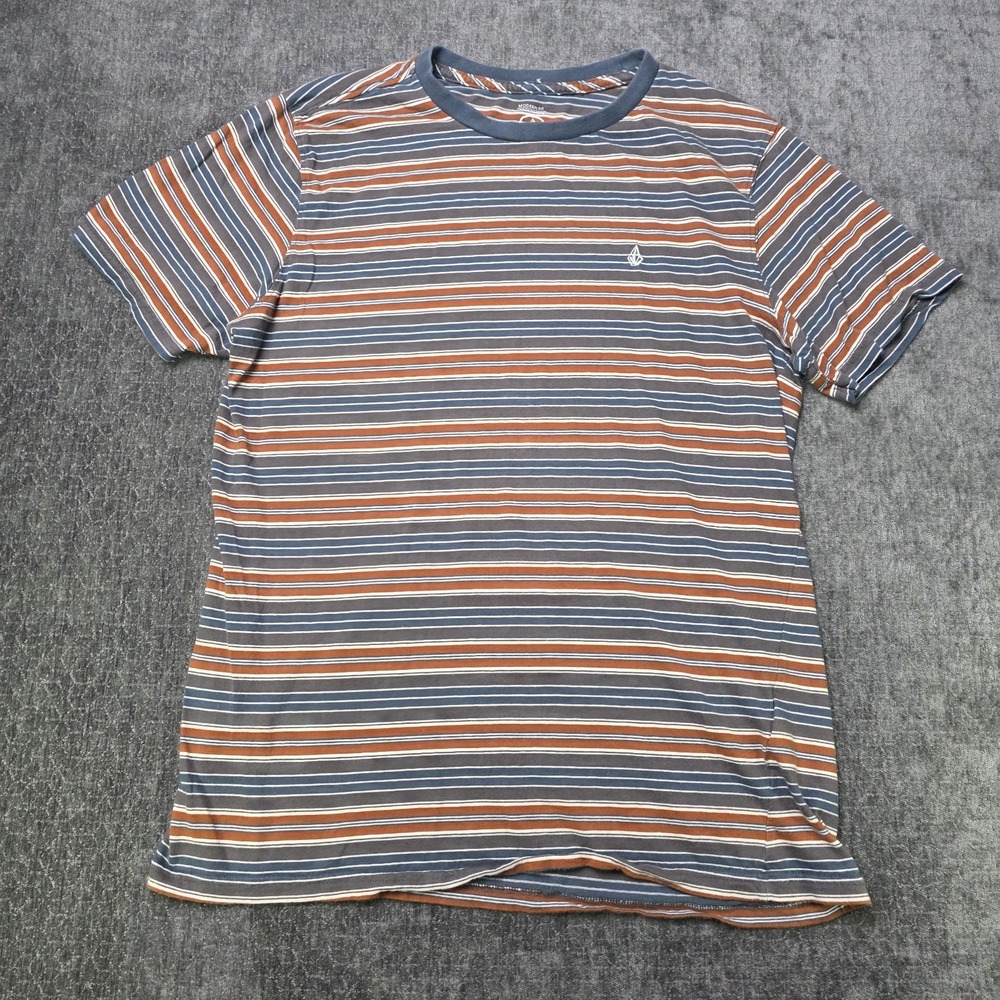 Volcom T Shirt Mens Large Modern Fit Multicolor Striped Punk Skater Surf L